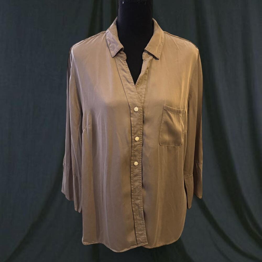 J jill browngrey silk blouse